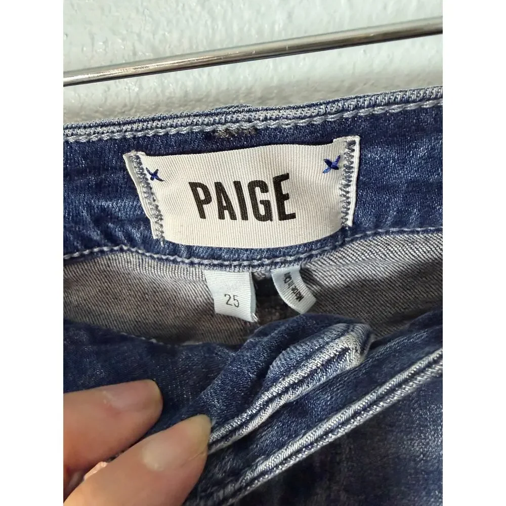 Paige Jax Knee Short Size 25 Cuffed Denim Bermuda Shorts Mid Rise Stretch Preppy